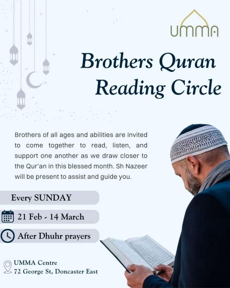 Flyer for Brothers Quran Reading Circle